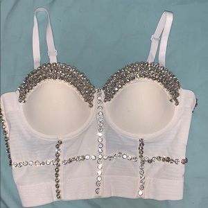 Gorgeous white crop top with gems